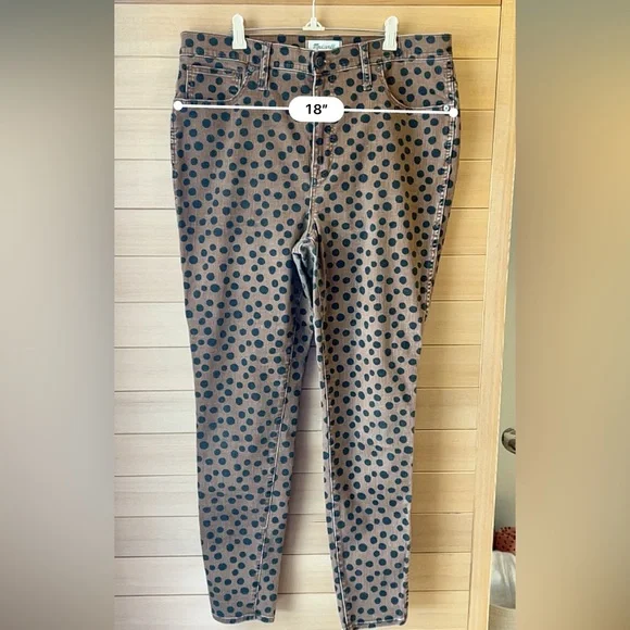 Madewell 10” High Rise Skinny Jeans Leopard Dot 33T/10 Tall - Picture 6 of 8